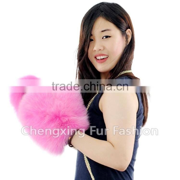 CX-A-67C Genuine Fox Fur Fingerless Winter Hand Leather Glove
