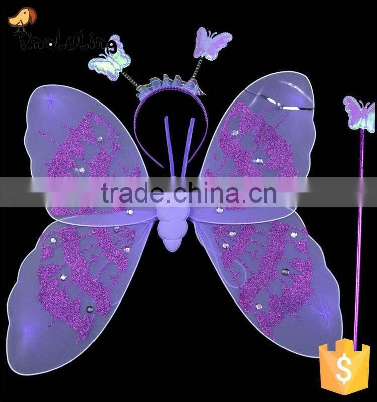 event party supplies kids fashion nylon butterfly glitter wings sets