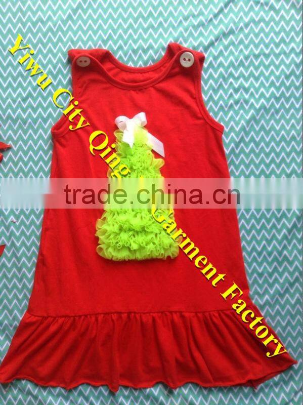 Hot Sale Children's Christmas Clothing Boutique Toddler Girls Red Long Sleeves Shirt with Stripe Ruffled Pant Outfit Sets