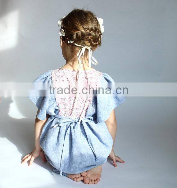 vintage floral printing 100% linen girls fancy dresses 3-5 year old girl dress kids clothing wholesale