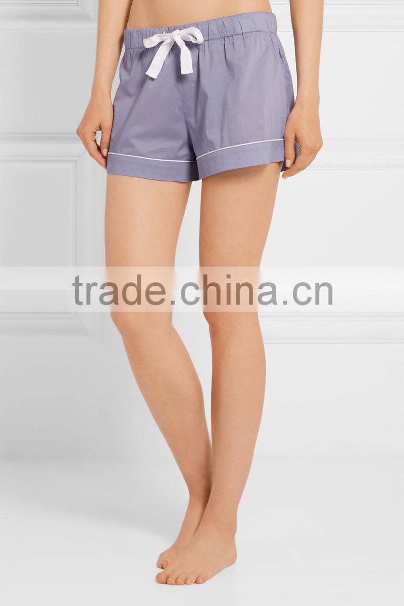 High Quality Soft Shirt and Shorts Pajamas Set with Buttons Fastening and Ribbon through Waist