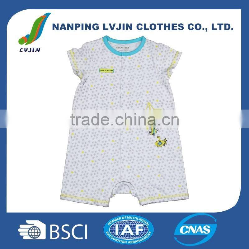 Wholesale 2016 baby100% Cotton all over printed short sleeve baby romper, baby clothes ,baby wear lovely