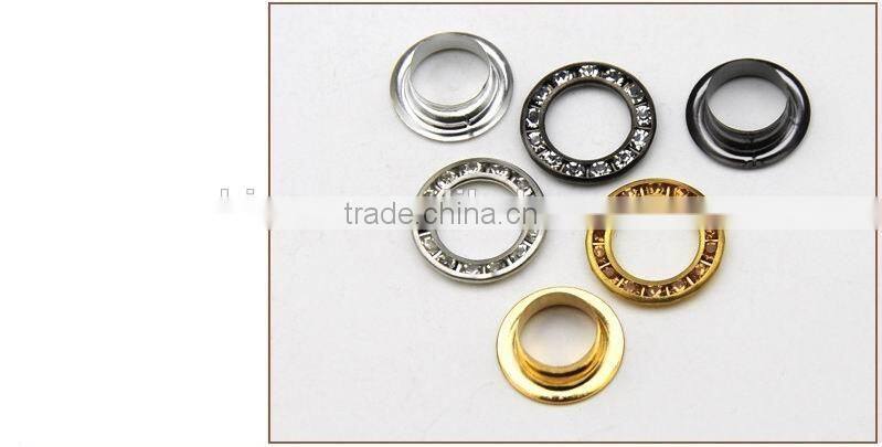 3 colors 15mm round metal brass rhinestone eyelets crystal diamond grommets glass eyelets RE-15mm-001