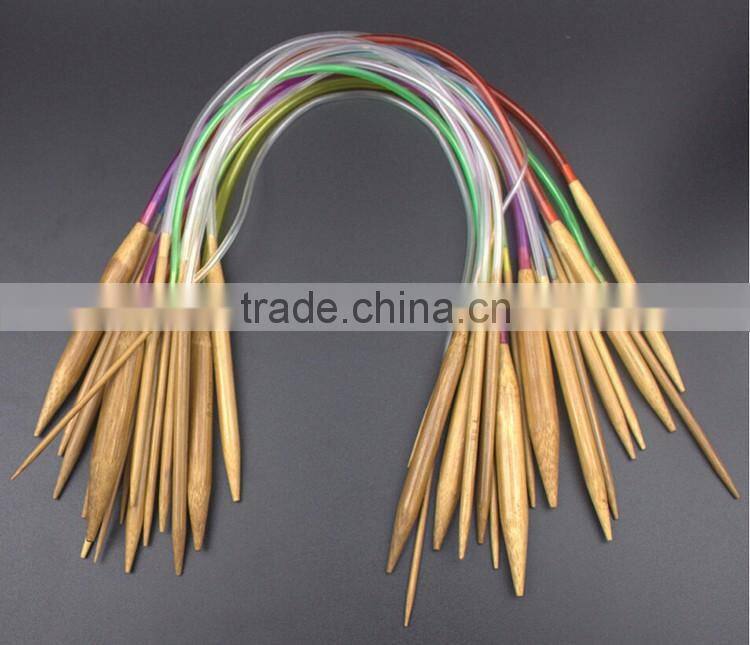18Pcs/set 16" 40cm Cheap Colorful Plastic Circular Nature Bamboo Circular Knitting Needle Set