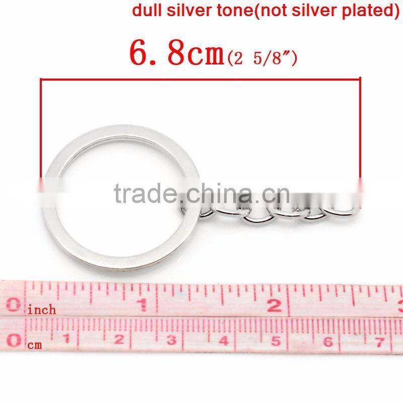 Cheap Wholesale Round Silver Tone Iron Based Alloy Keychain Findings
