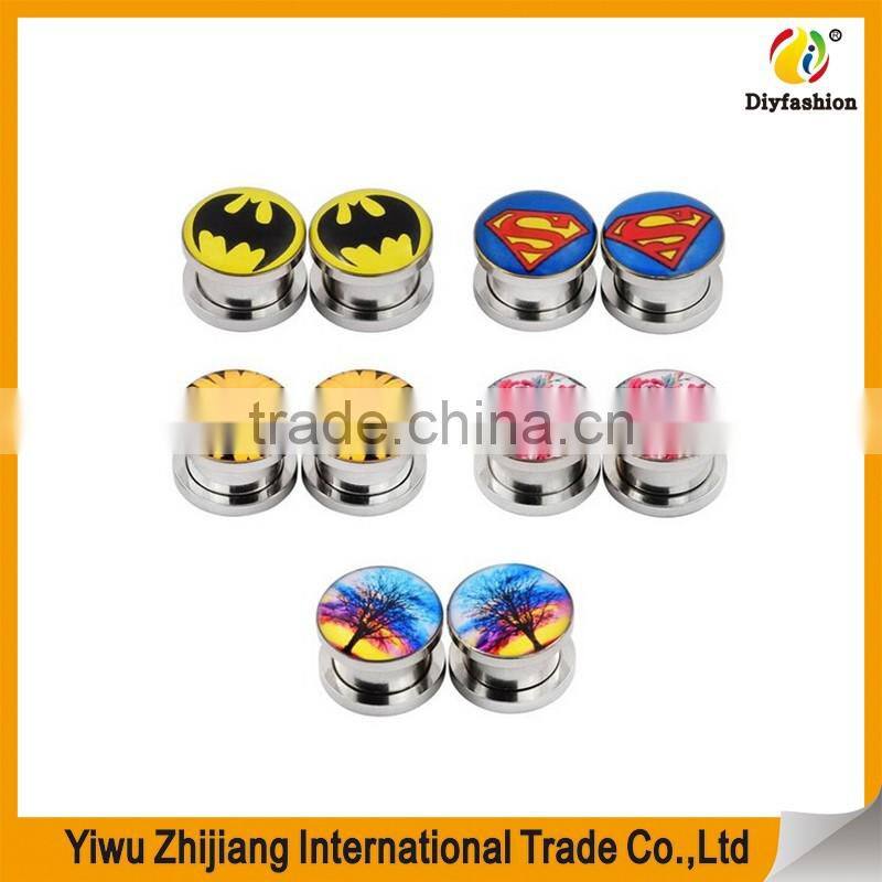 Stainless Steel Screw Ear Plugs Flesh Tunnels Stretcher Expander