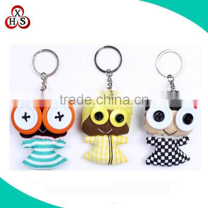 customized cute big eyes handmade animal cotton keychain