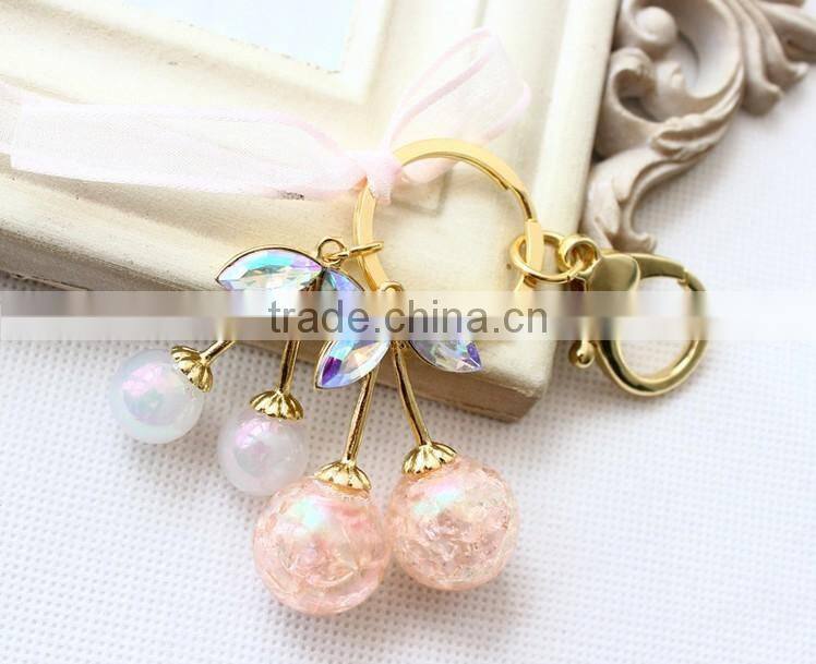 Promotional Gifts,Keychain,Key Chain,Glass Bead Cherry Carabiner Key Rings