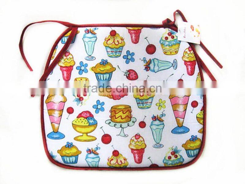 Ice Cream And Cake Pattern Lovely Chair Pad With Ties