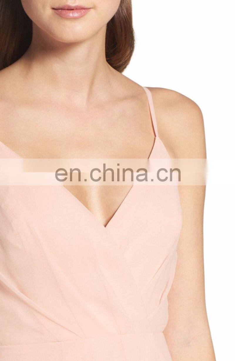 Elegant Spaghetti Strap Long Chiffon Surplice Sexy Evening Dress Women