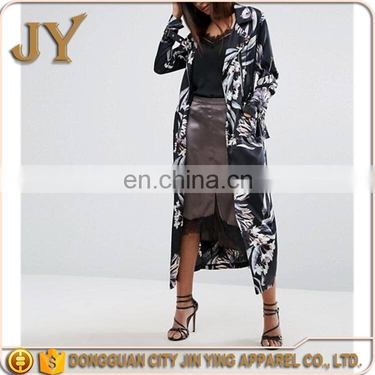 2017 Spring Summer Autumn Women Fashion Long Floral Print Duster Coat Ladies' Apparel from China Supplier