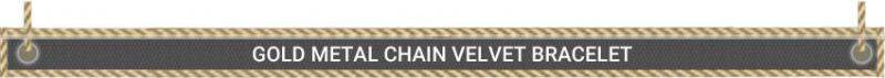 Trendy Gorgeous Fancy Gold Metal Chain Velvet Bracelet