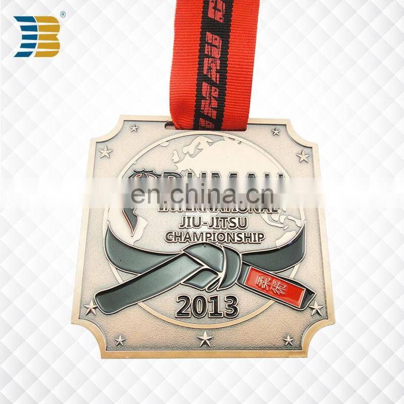cheap custom square copper award jiu-jitsu sports medal