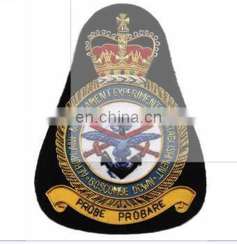 Gold Bullion Hand Embroidered Badge, patch, crest, emblem