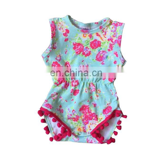 OEM Service Lace-Up Girl Floral Baby Clothes Romper