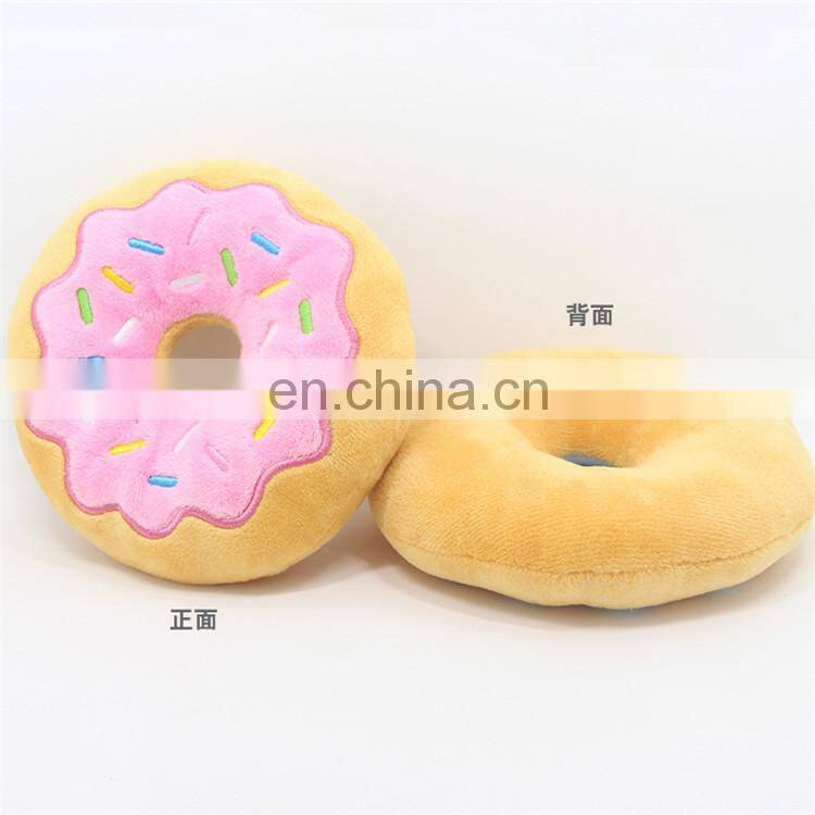 15cm diameter squeaky eco friendly plush doughnut dog toy