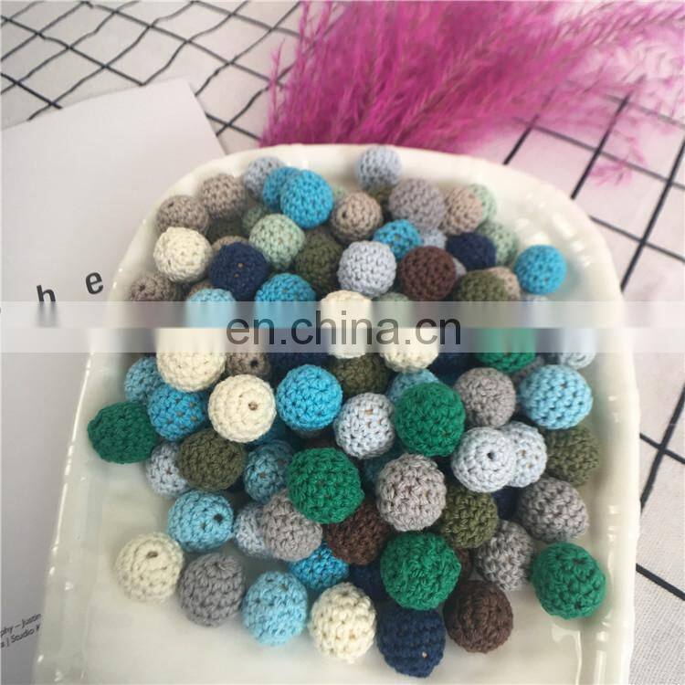 Organic Cotton Handmade 16 mm Teething Crochet Wooden Beads