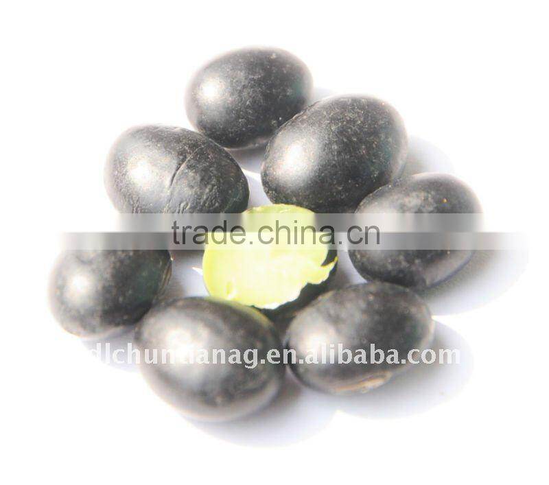 organic black beans with green kernel