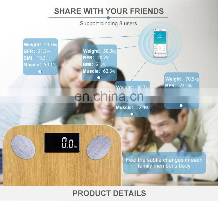 ABS Plastic Platform White Precision Bathroom Scales Blue Tooth App Digital Body Fat Scale