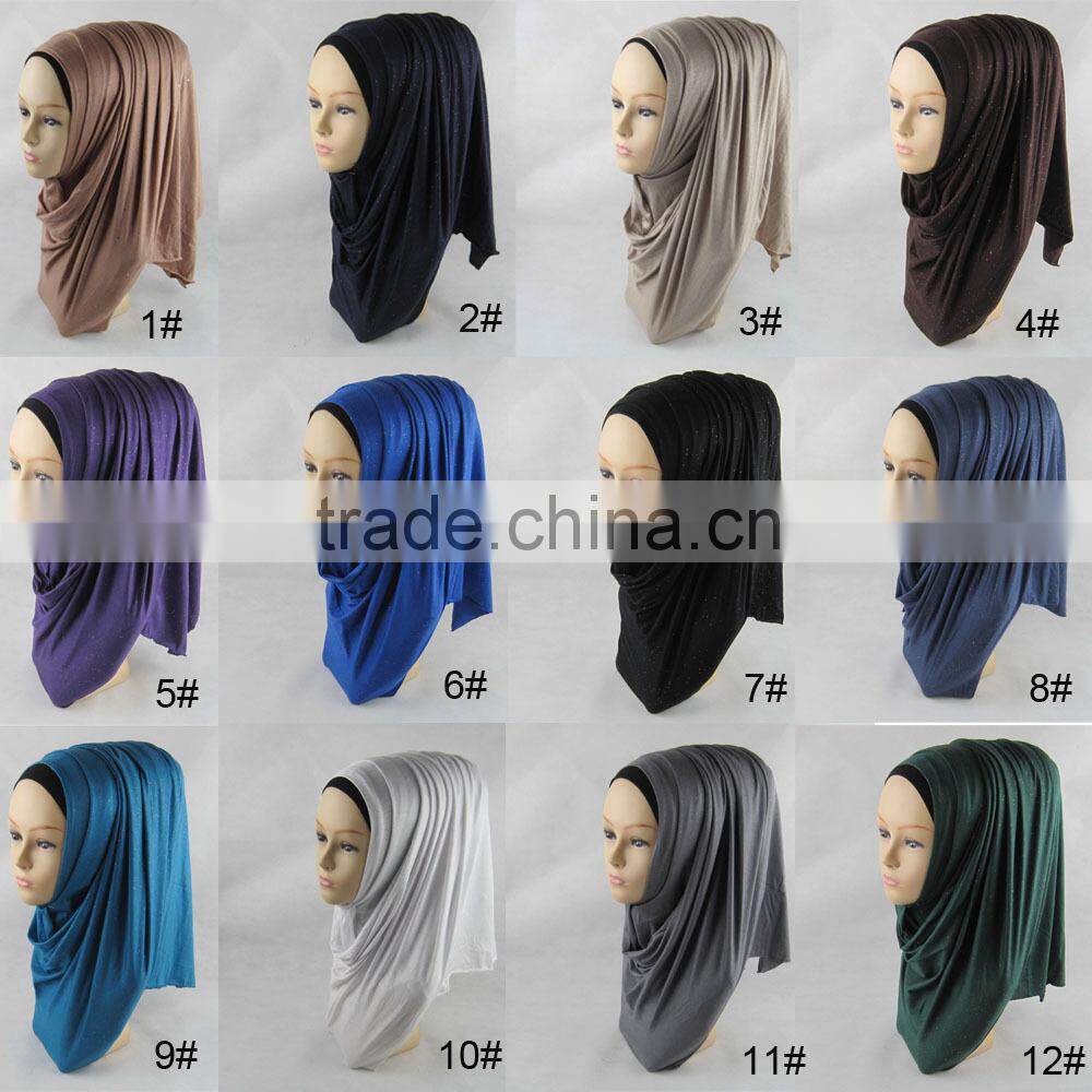 S178 new style shimmer little sequin jersey HIJAB women's rectangle muslim scarf