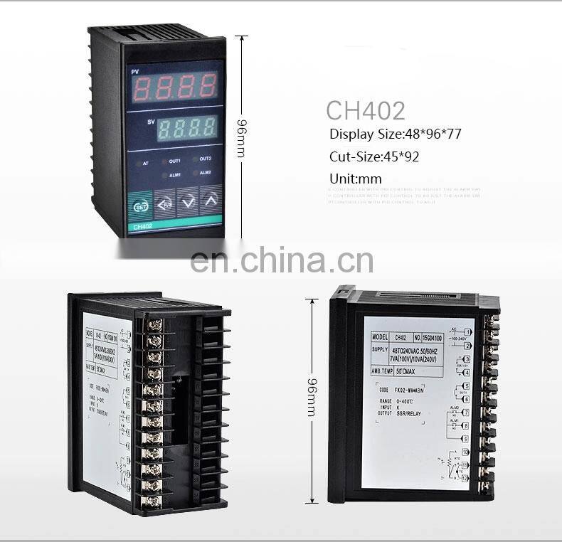 Oven Thermostat Digital Temperature Regulator PID Temperature Controller CH402 SSR Relay Dual Output Vertical 48*96mm