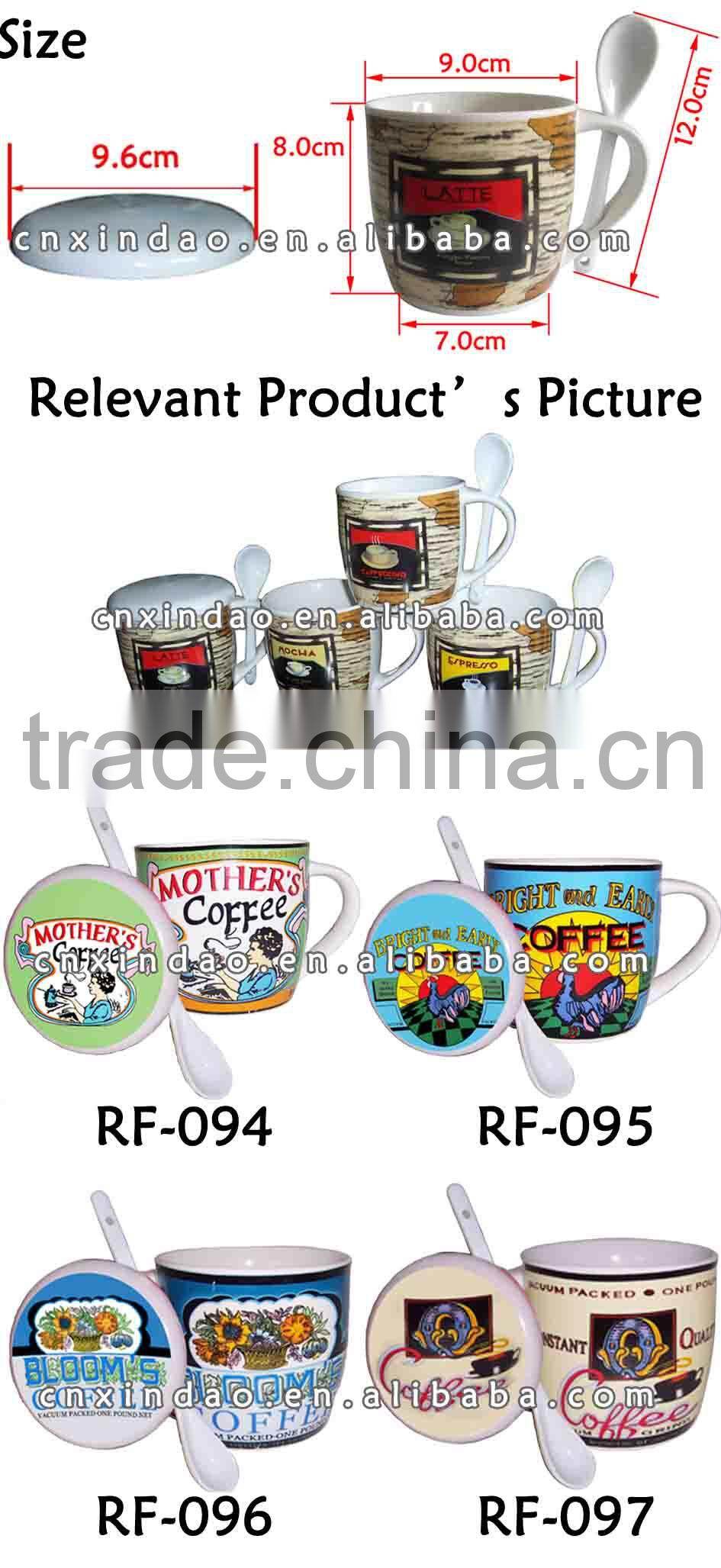Belly Shape Promotional Kids Daily Used Porcelain Soup Mug Spoon in Handle
