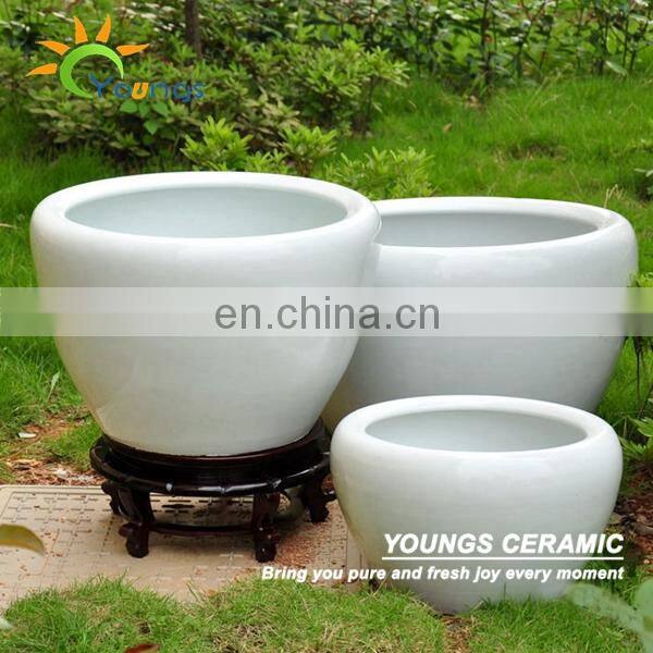 Special large chinese white ceramic fish flower pots