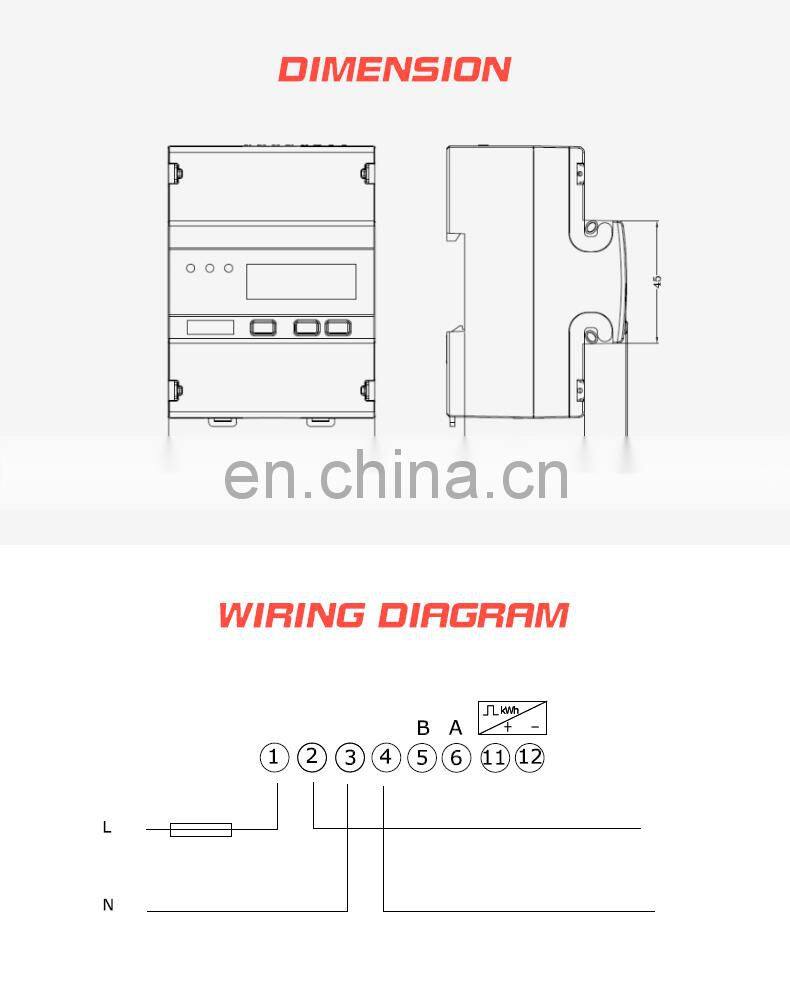 EM415-Mod 220/230V 10(100)A electric power meter modbus display watt meter