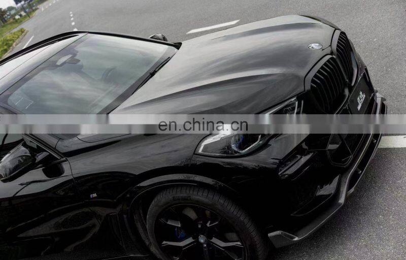 Runde Carbon Fiber Material Black Samurai Style Front Lip Rear Lip Side Skirt Grille Top Wing Spoiler For BMW X05 G05 Body Kit