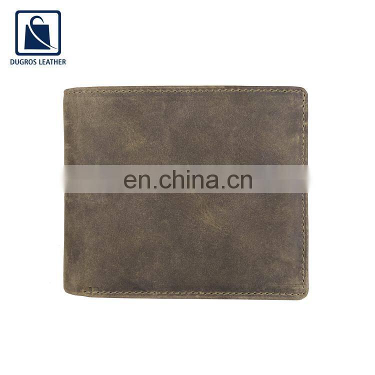 New Arrival Stylish and Elegant Design Buff Antique Fitting Open Closure Men Genuine Leather Wallet/ Leather Purse