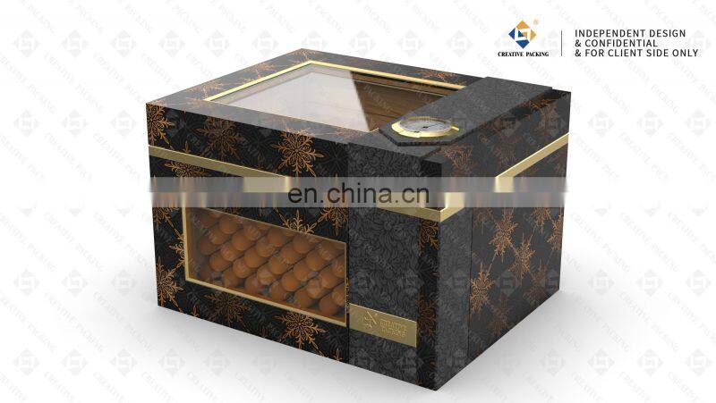 Creativepacking Spanish Cedar Lining Wooden Cigars Humidor Collect Glass Lid Smoking Cigar Box