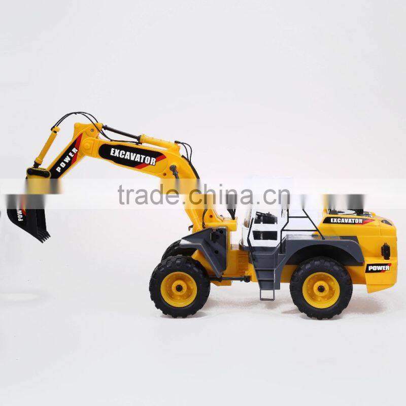 Outdoor big white+yellow color plastic rc excavators for kid