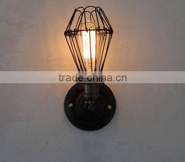 Vintage Industrial Lamp Edison Brass Cage Wall Light