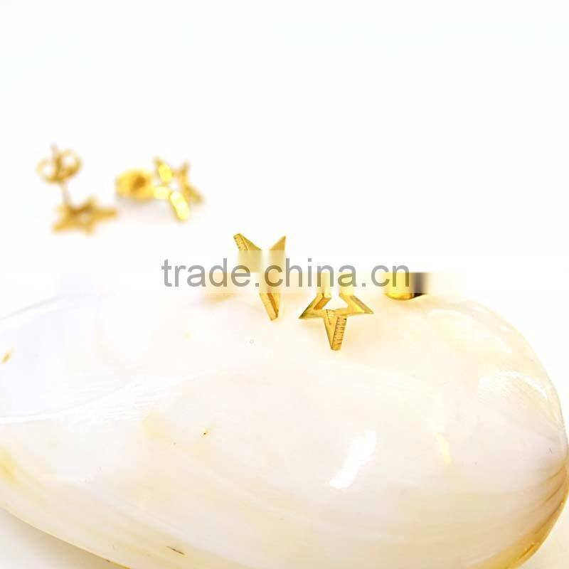 stainless steel jewelry gold plate cheap star stud earrings