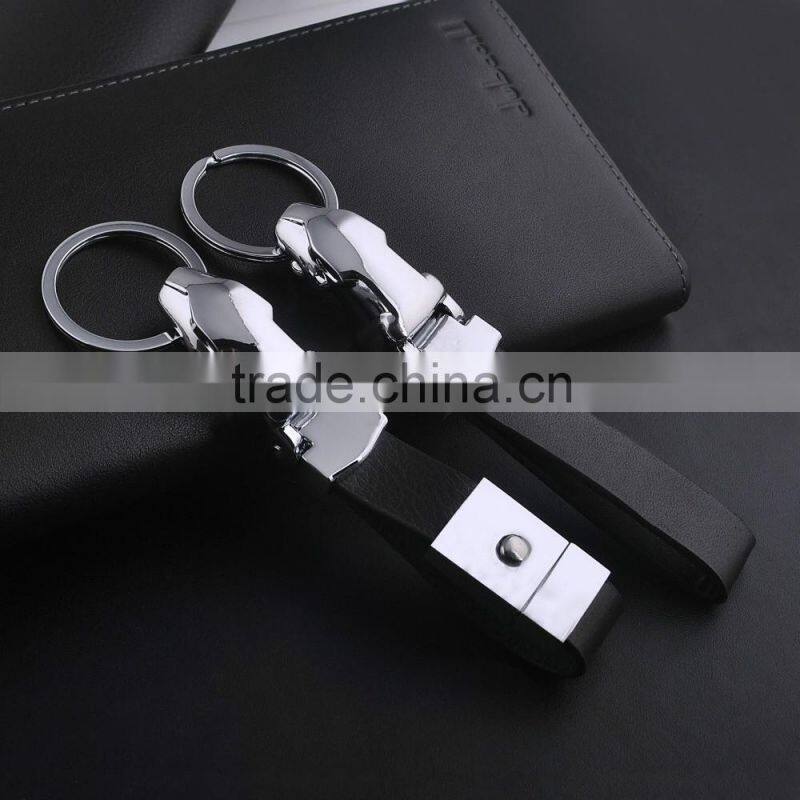 Latest leather key ring holiday gifts Leopard Jaguar head car Keychain