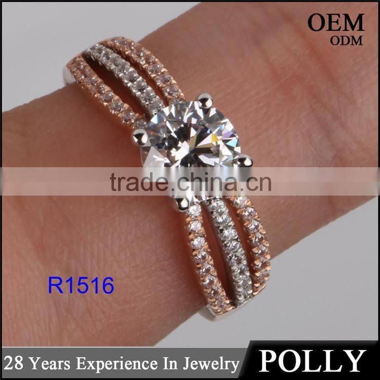 High quality and cheap women fashion 14K solid purity gold AAAAA CZ ring