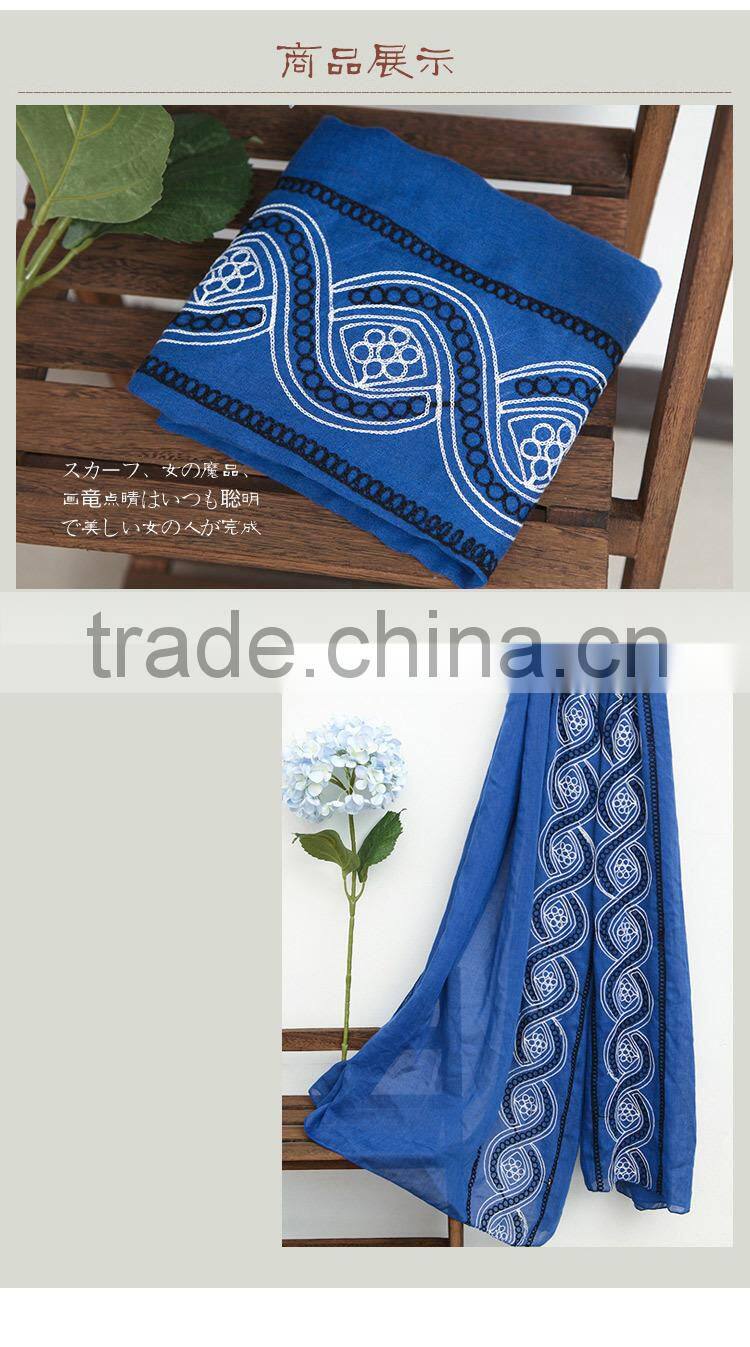 New Design Maxi Long Soft Viscose Embroidery Women Muslim Scarf