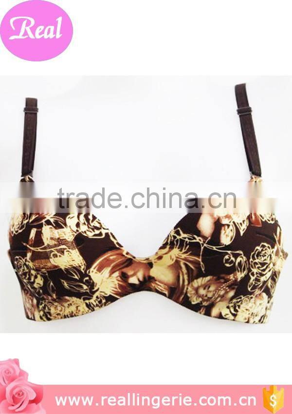 flower print sexy fancy bra,comfortable seamless ladies mature bra