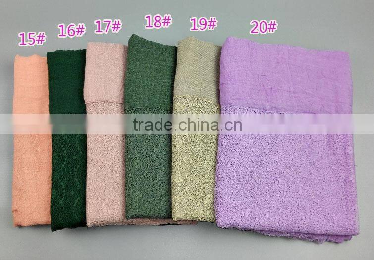 Wholesale Solid Color Cotton Linen Lace Fashion Ladies Scarf