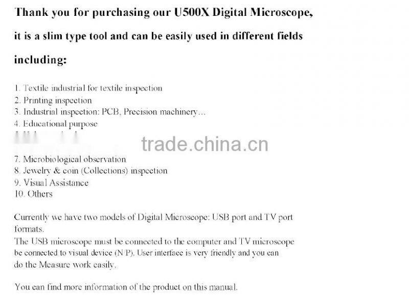 factory supply 2.0MP 500X usb digital microscope/usb microscope