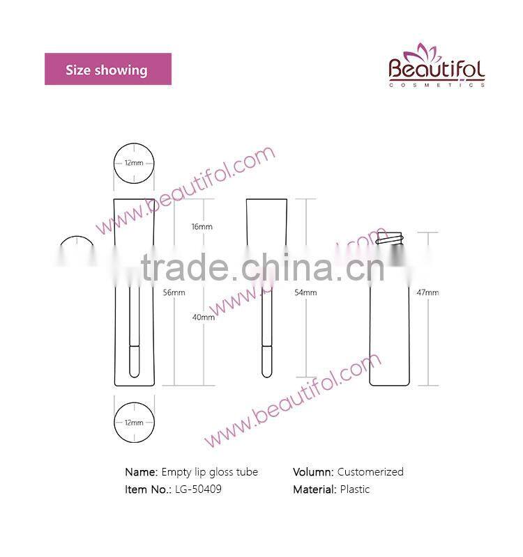 Mini lip gloss containers, cute empty transparent cosmetic packaging lip gloss tube
