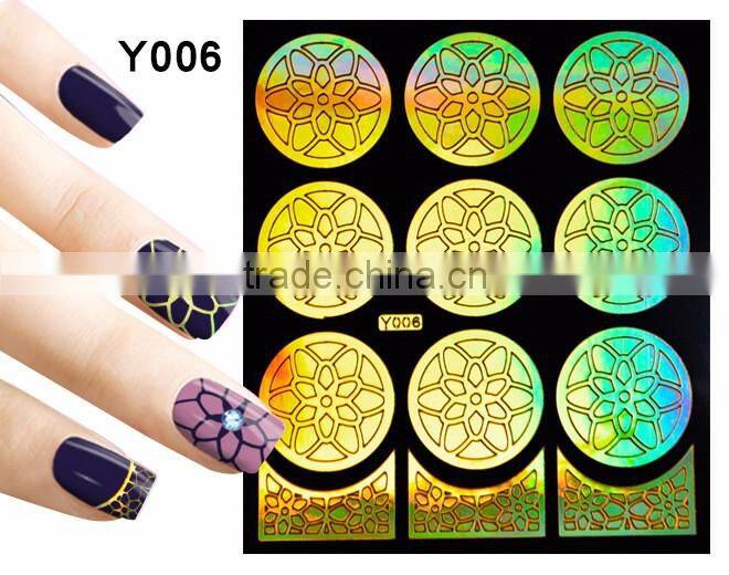 2016 colorful pvc french hollow pvc nail art design nail sticker stencil