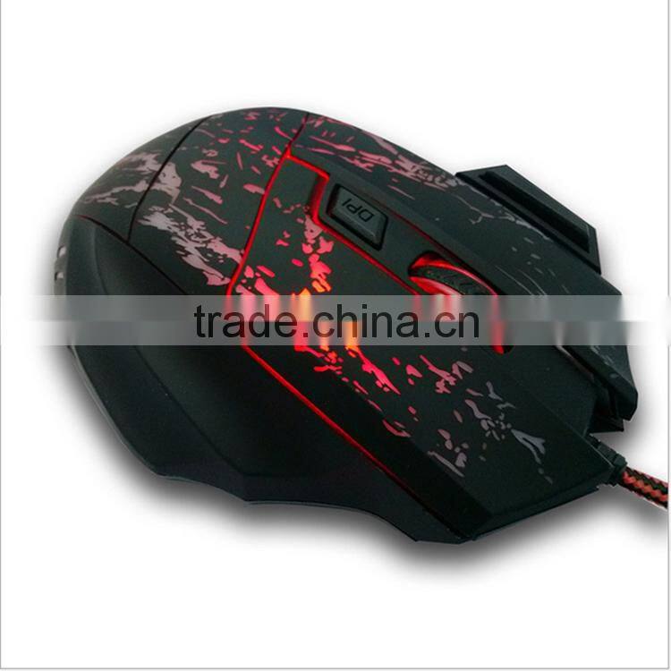 high quality 2500DPI computer gaming mouse,laser game mouse with Changeable colorful breath lamp Gaming Mouse