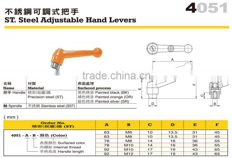 For Metal Lathe or CNC Lathe Orange SUS Adjustable Hand Levers