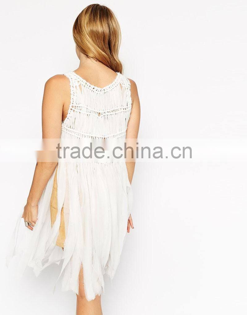 Tassels lady summer vest skirts designs dress oem apparel suppliers