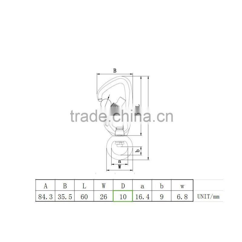 wholesale high quality capacity breaking strength swivel aluminum hook