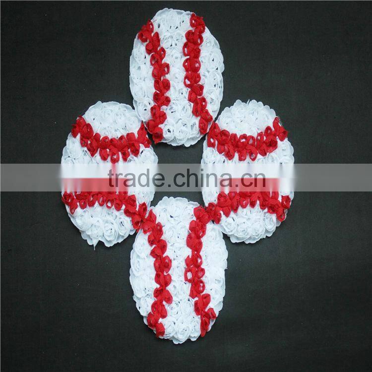 Non-frayed Chiffon Shabby Baseball Flower In Pieces For Baby Hair Flower
