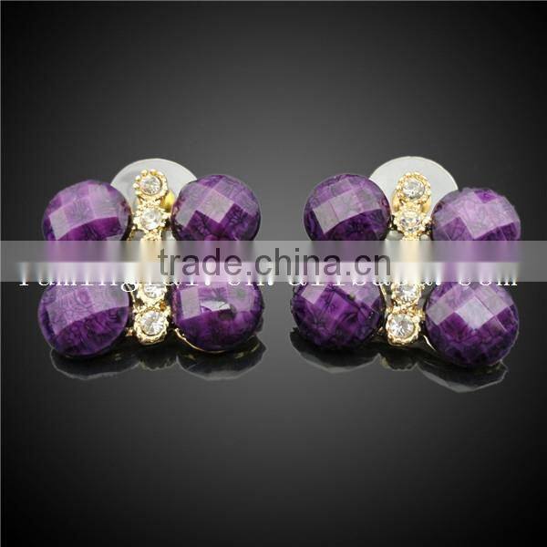 Shining popular handmade african beads pink resin jewelry set rings jewelry purple stone