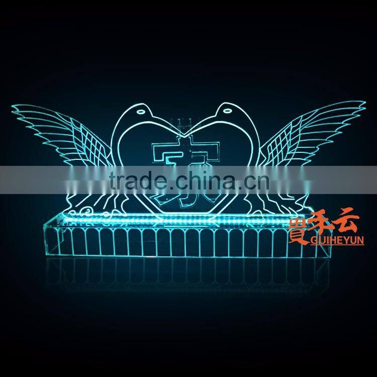 2016 new acrylic ice sculpture with LED lights, LED edge sign
