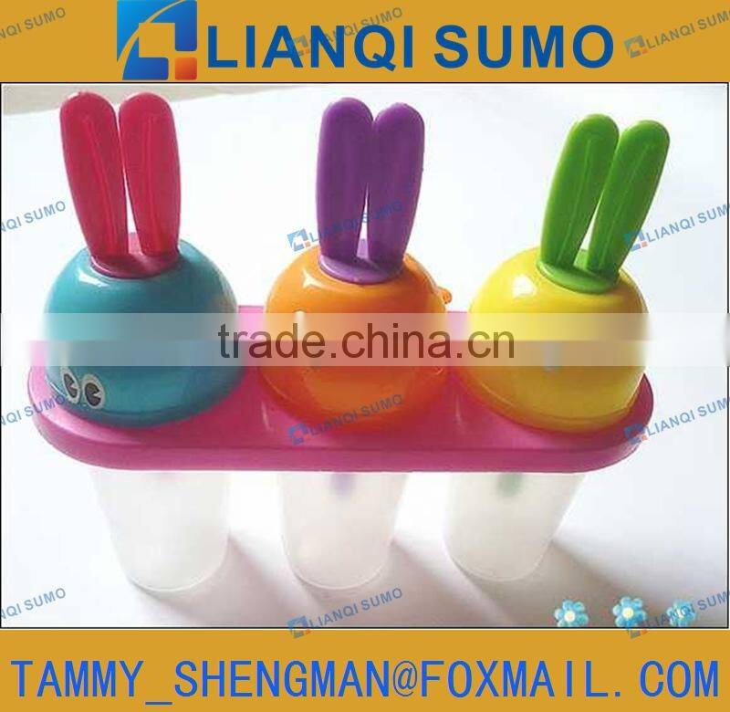 6pcs LFGB/FDA Food Grade plastic ice lolly mould rabbit shape